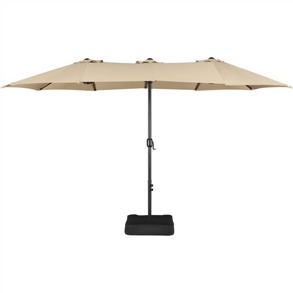 15FT Double-Sided Patio Umbrella with Base Stand & Crank, Large Outdoor Umbrella gallery