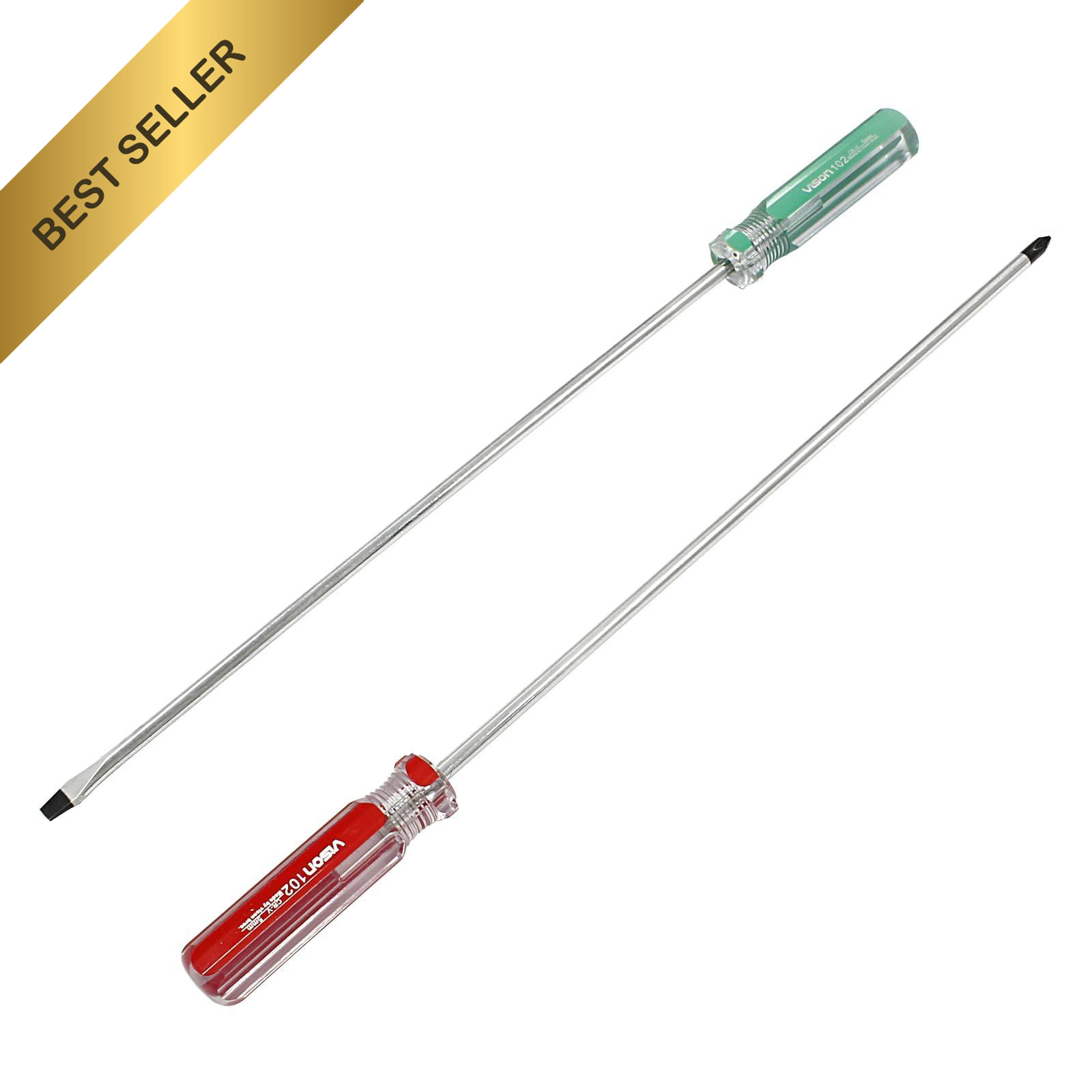 Hitefu 2Pcs 10 Inch Long Screwdriver Set Phillips Slotted Cross Flat Head 5mm Ti gallery