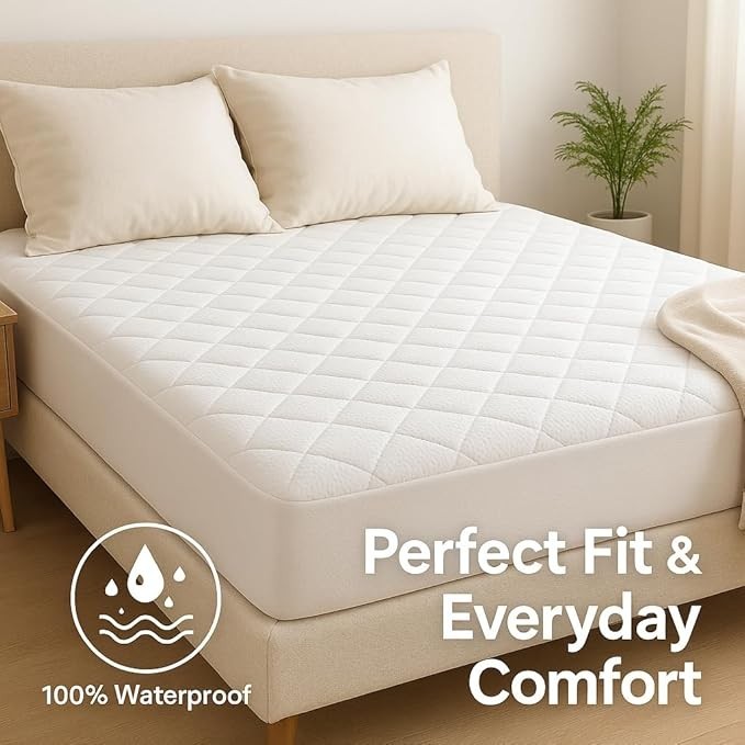 Cooling Mattress Protector Deep Pocket Waterproof Breathable Fitted Bed Cover gallery