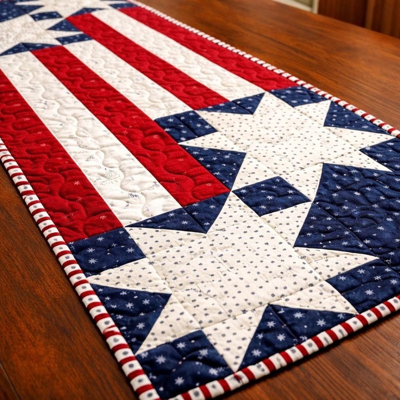 Patriotic Table Runner Pattern, American Flag Quilted Table Decor gallery