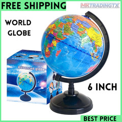 WORLD GLOBE EARTH Map Rotating Geography Ocean Classroom Learning Desktop 6