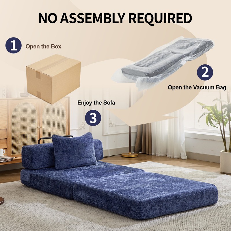 Compression Sofa,Convertible Floor Sofa Bed with Fixed-Shape Frame,Single Seate gallery