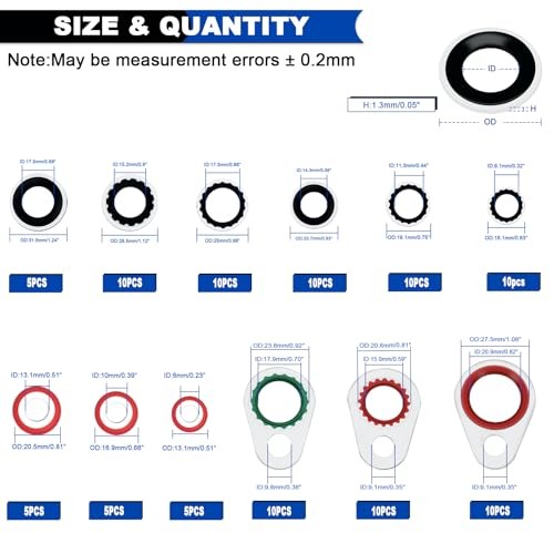 175 PCS A/C Compressor System Seal Washers Kit, 12 Size 175PCS A/C Seal Washers gallery