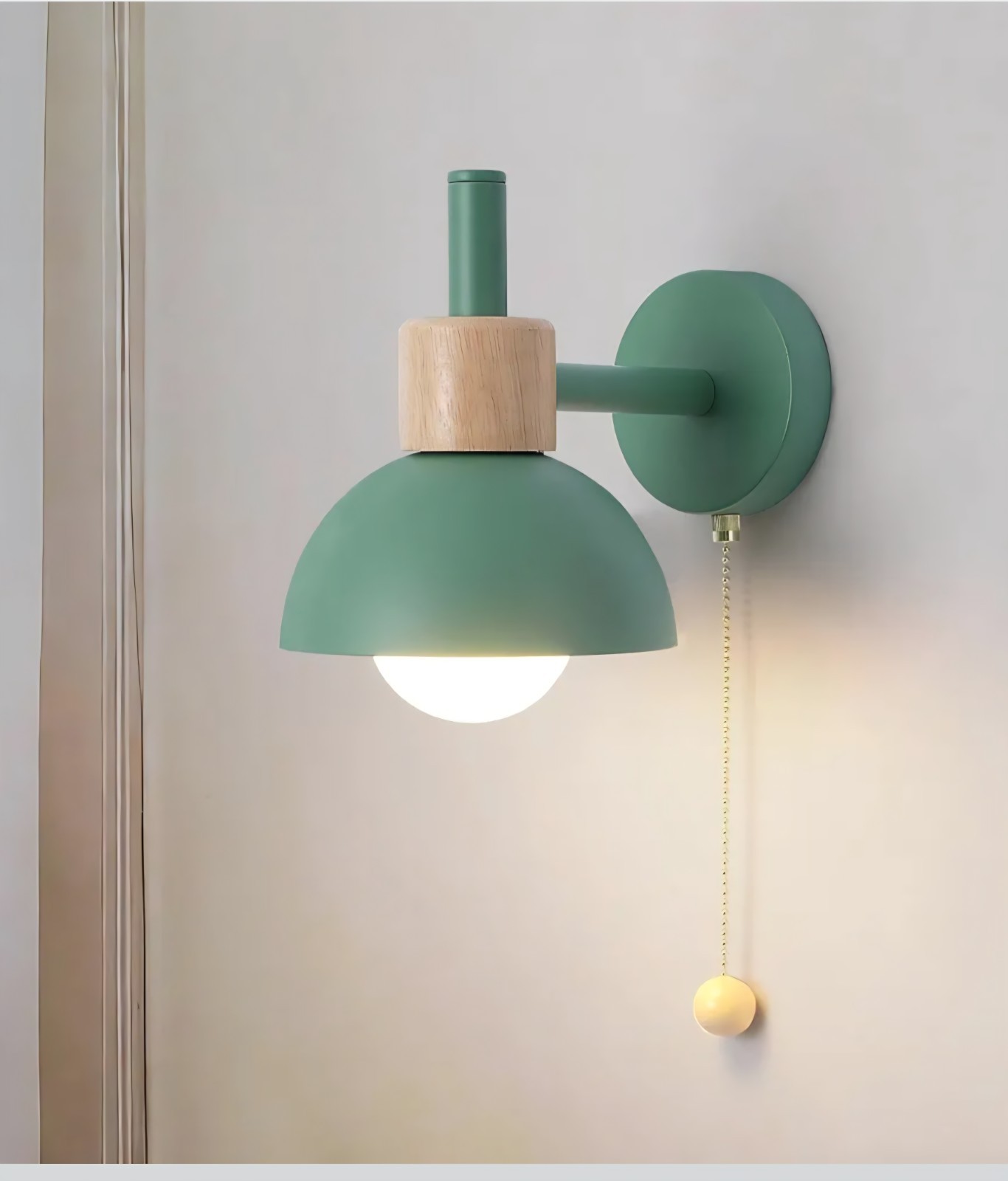 Pull Chain Wall Light Sconce Green All Rooms Modern-NEW NEVER OPENED gallery