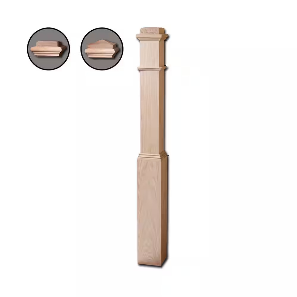 56 In. X 5 In. Red Oak Adjustable Style Wood Box Newel Post gallery