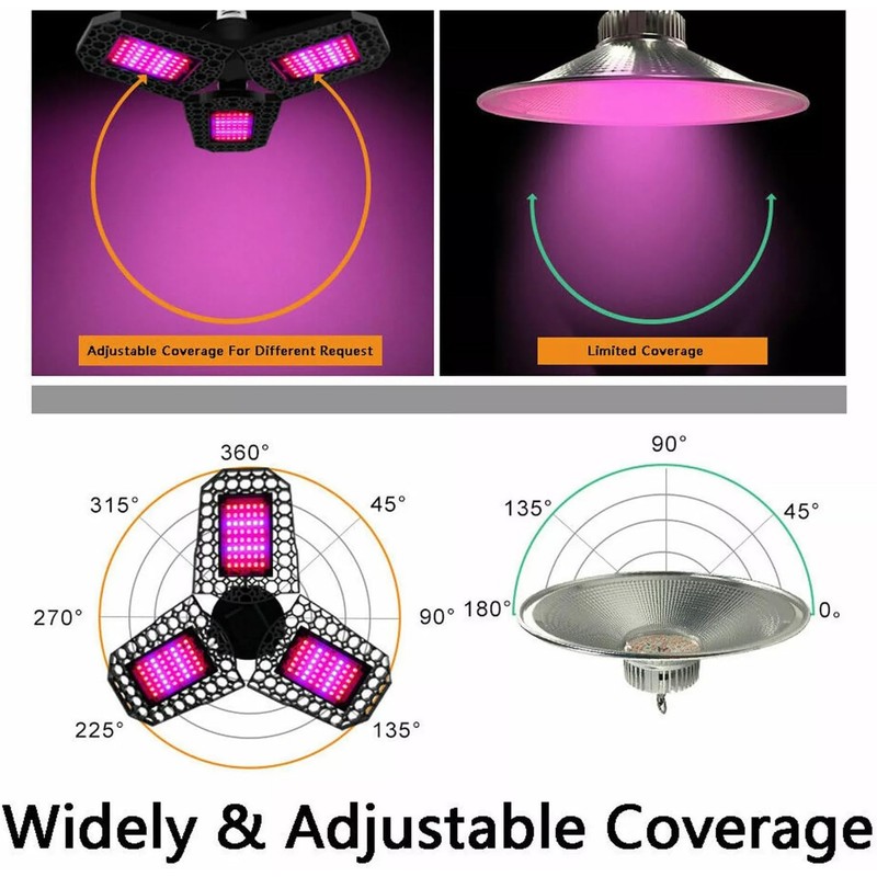 Foldable E26 Led Grow Light Full Spectrum Lamp for Hydroponics Plant Veg Flower gallery