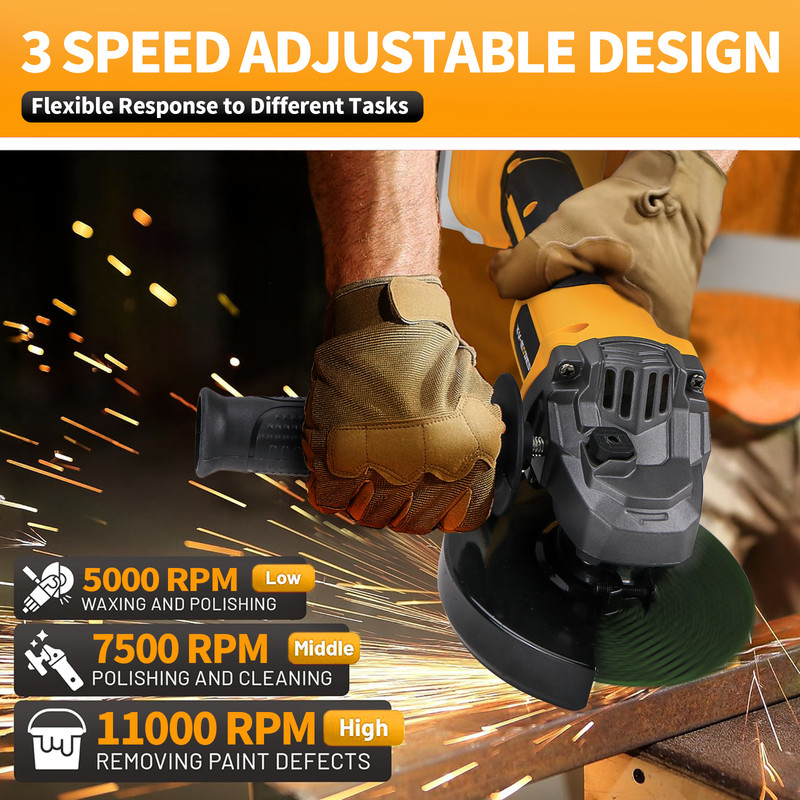 5 inch Cordless Angle Grinder Compatible Dewalt 20V Battery Brushless 11000RPM gallery
