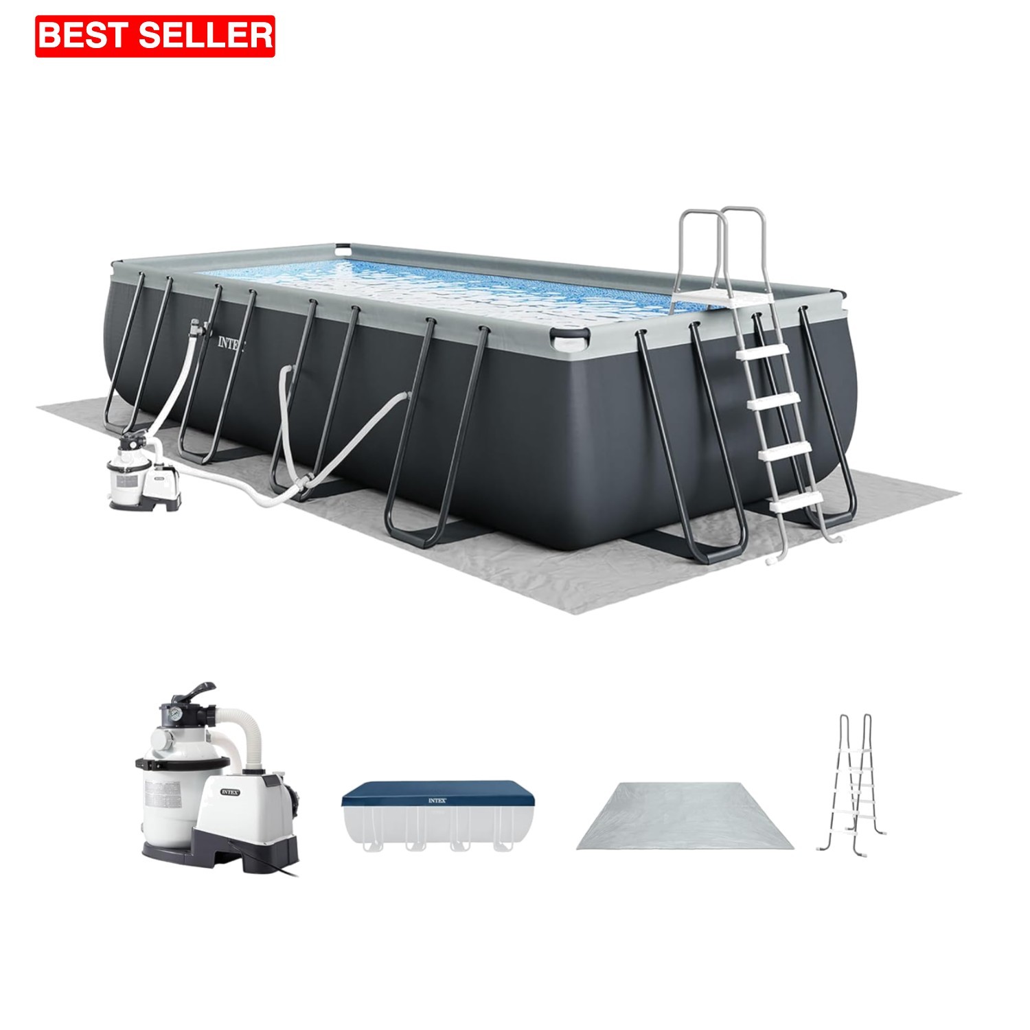 Durable 18ft x 9ft Ultra XTR Rectangular Pool Set with Rust-Resistant Frame gallery