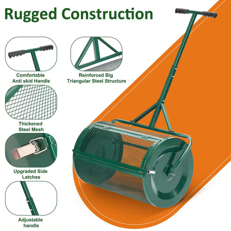 24 In. Compost Peat Moss Spreader, Heavy-Duty Metal Mesh Spreader with Adjustabl gallery