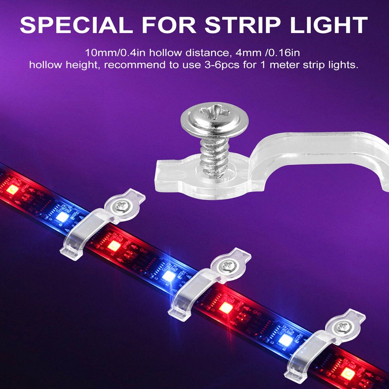 100Pcs/Set Mounting Bracket Clip Fastener For Fixing 5050 RGB LED Strip Light US gallery