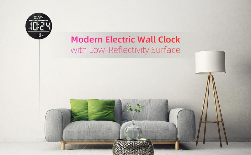 Digital Wall Clock with Large LED Display, Date, Temperature, Auto-Brightness | gallery
