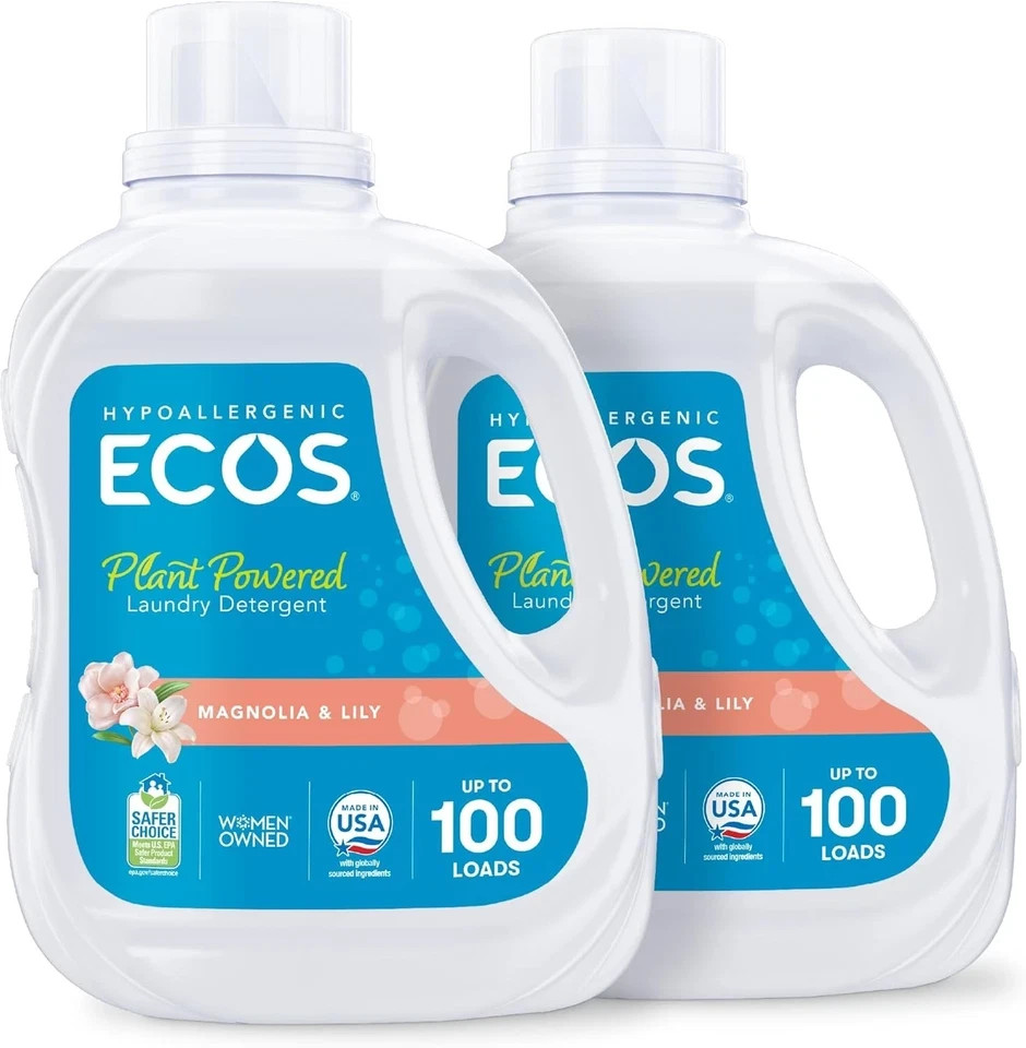 ECOS Laundry Detergent Liquid, 200 Loads , Magnolia Lily, 100 Fl Oz (Pack of 2)
