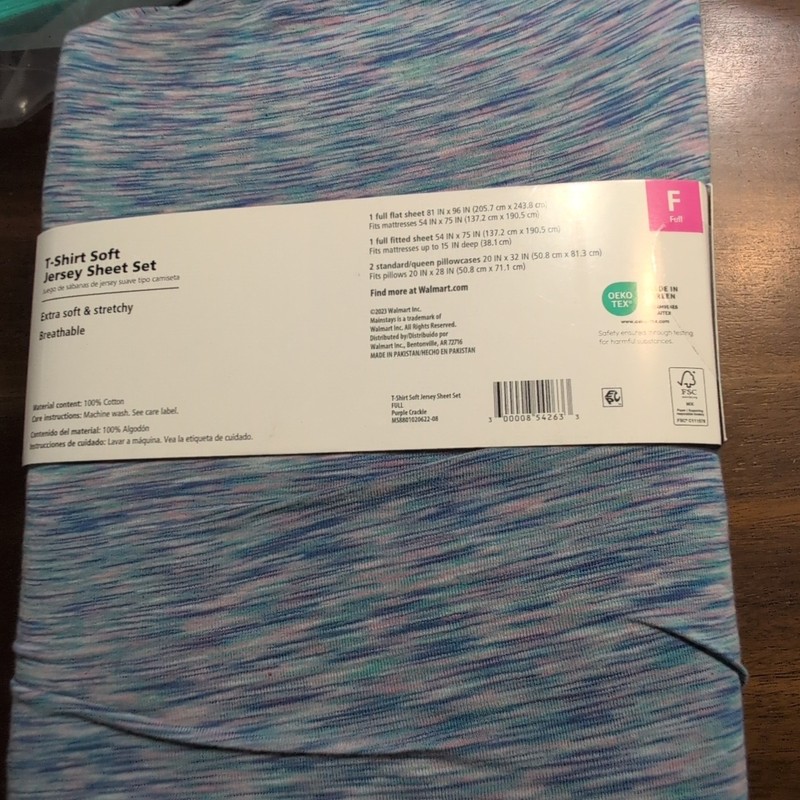 Mainstays Full Jersey Sheet Set Crackle Purple Blue Pink Extra Soft Breathable gallery