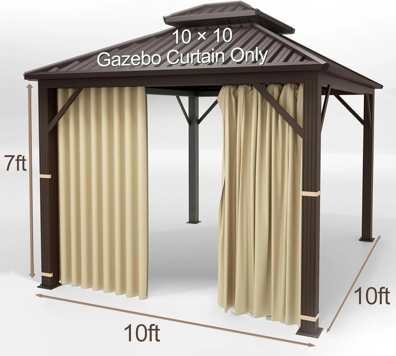 Universal Beige Replacement Privacy Curtain for 10' x 10' Gazebos - Easy Install gallery