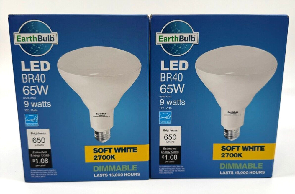 2 EarthBulb 65W Soft White BR40 Dimmable LED Light Bulb 15k Hours Free Shipping!