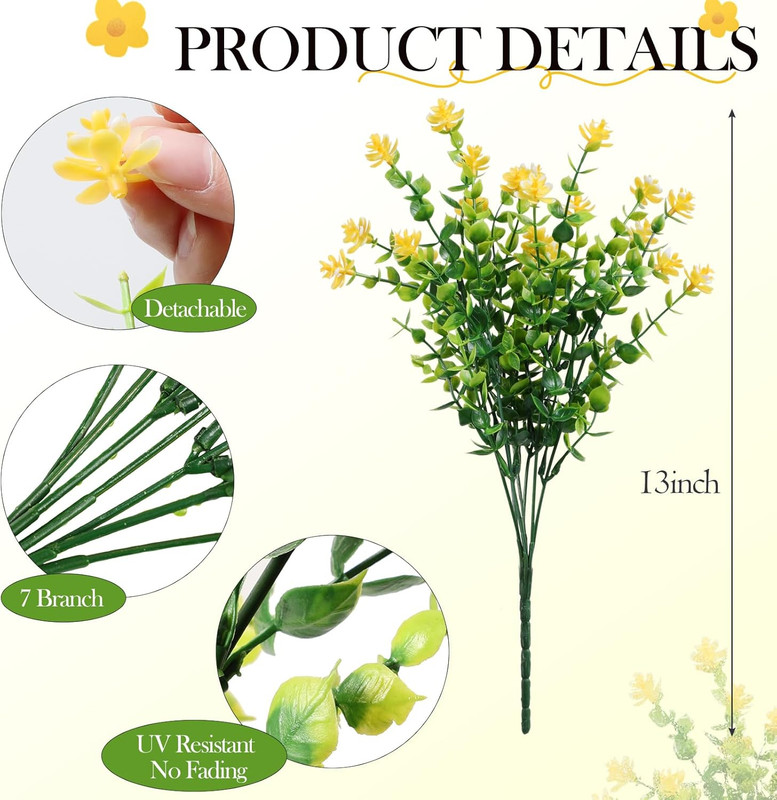 12 Pack Artificial Flowers & Plants for Outdoor Decor - Faux Eucalyptus & Lavend gallery