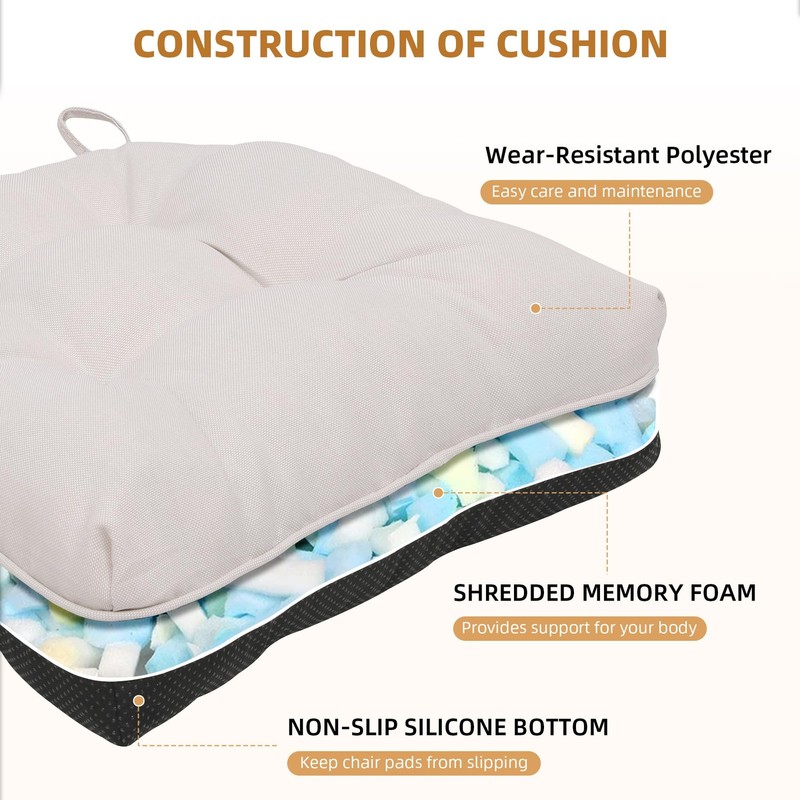 2 PCS Chair Cushions Dining Memory Foam Kitchen Pad Ties Non-Slip 15.5x15.5 gallery