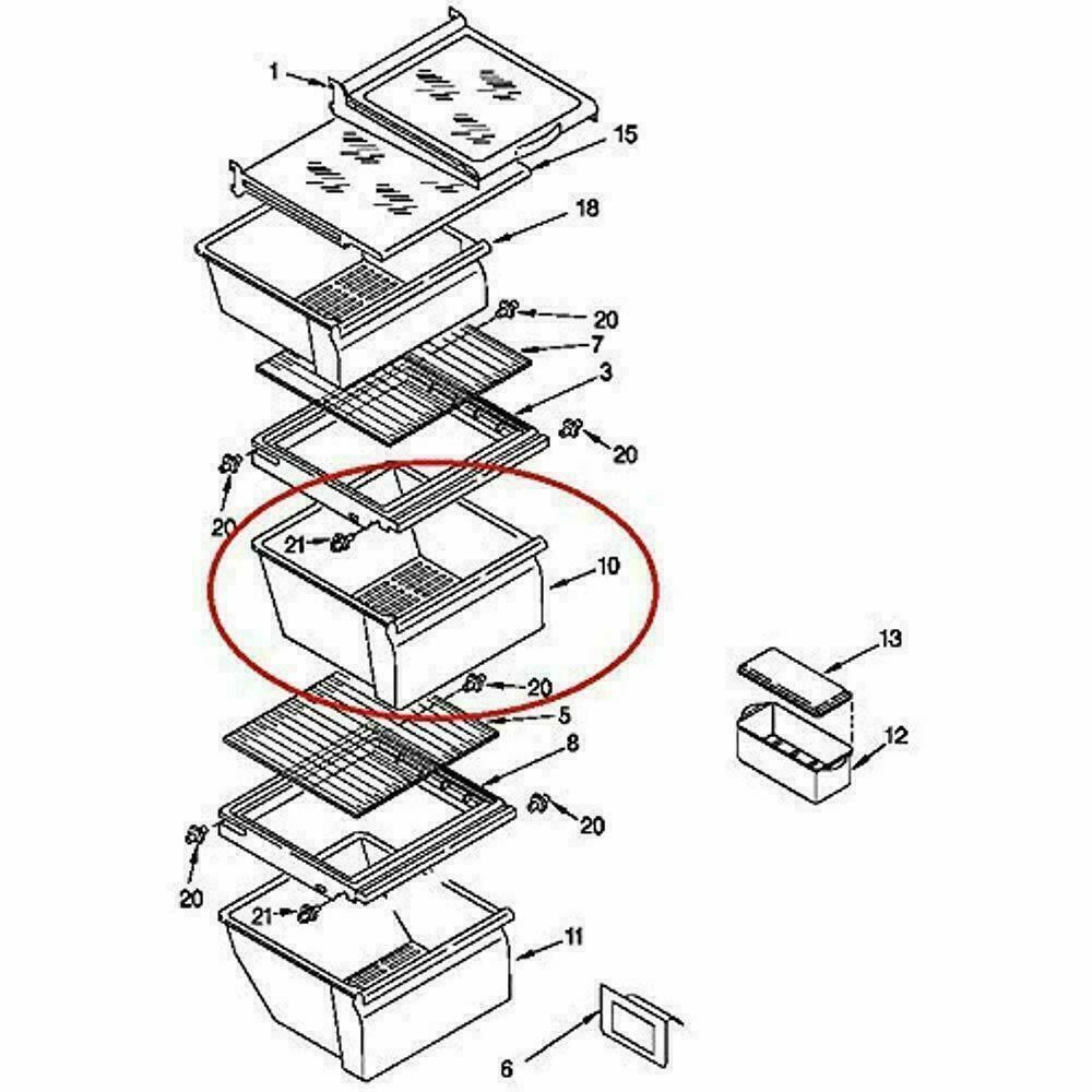 Crisper Pan for Roper RS22AGXTQ00 RS25AGXNQ02 RS22AQXMQ01 RS22AQXGN0 RS22AQXGW00 gallery