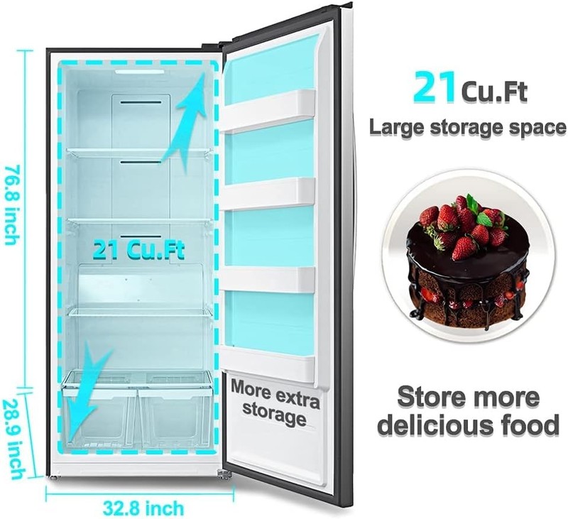 21 Cu. Ft Single Door Upright Freezer/Refrigerator LED Display Stainless Steel gallery