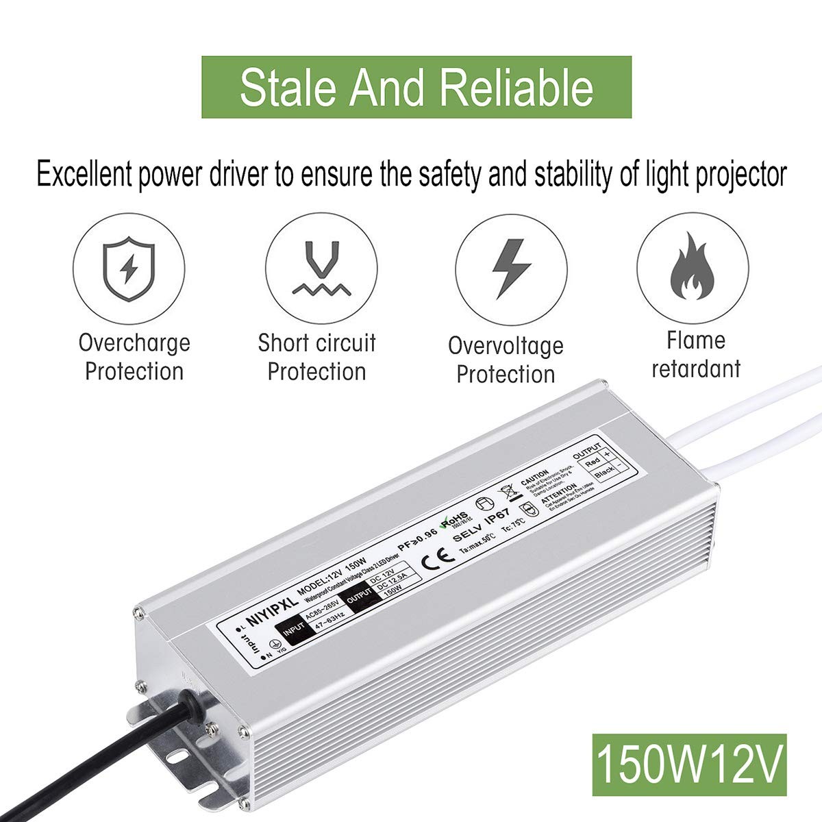 Led Driver 150 Watts Waterproof Ip67 Power Supply Transformer Adapter 85v265v Ac gallery