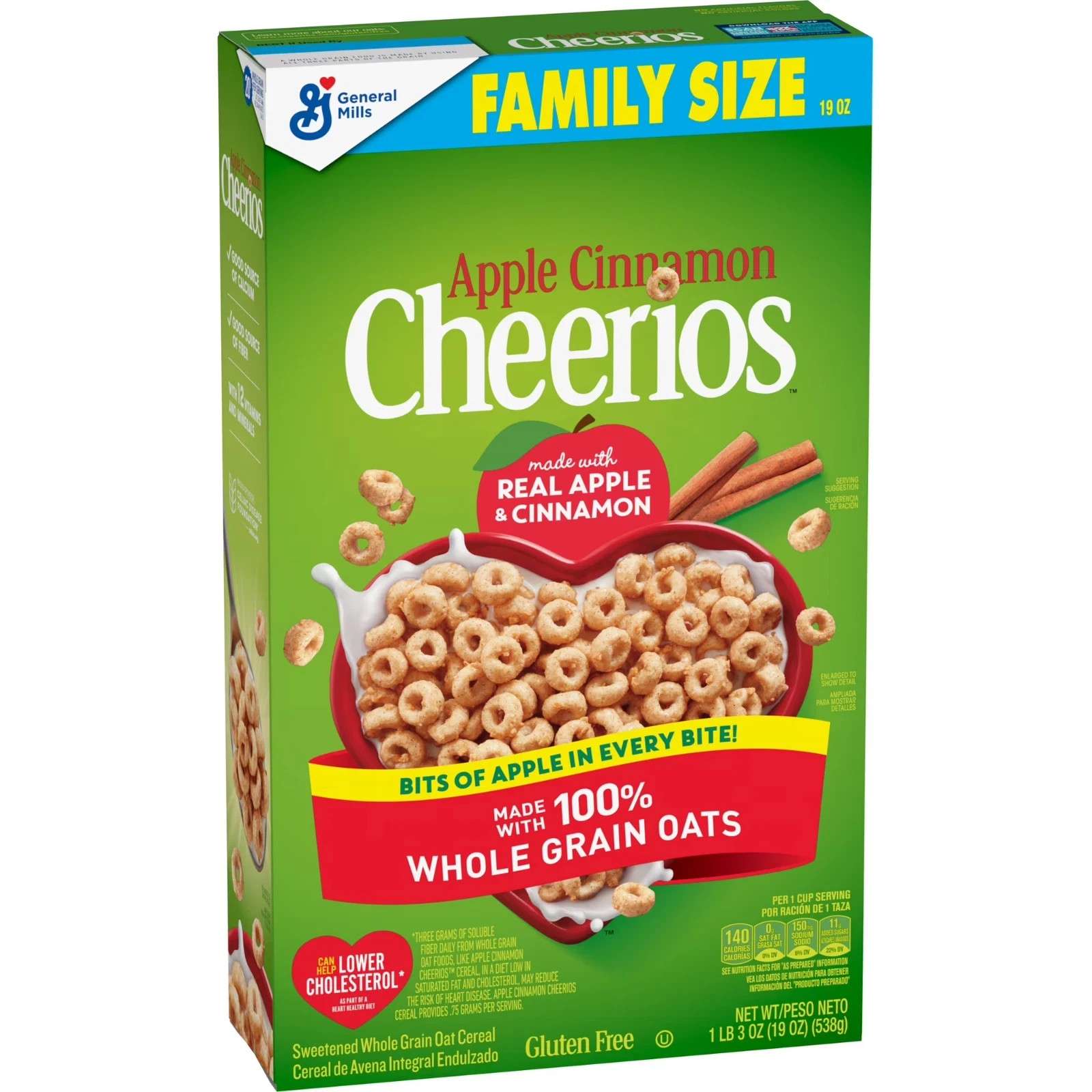 Apple Cinnamon Cheerios, Heart Healthy Gluten Free Breakfast Cereal, Family Size gallery