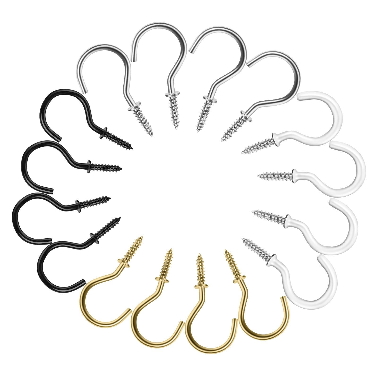 20 Pack 1-1/2 Inch Vinyl Coated Ceiling Hooks Screw-In Cup Hooks for Hanging gallery