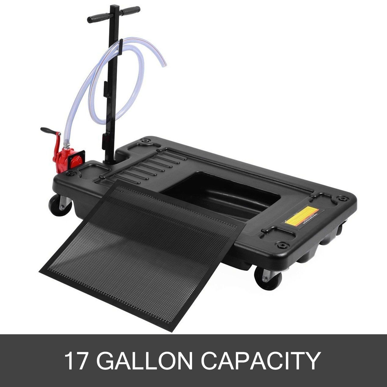 64L 17Gal Low Profile Oil Drain Pan with Pump&8ft Hose Portable gallery