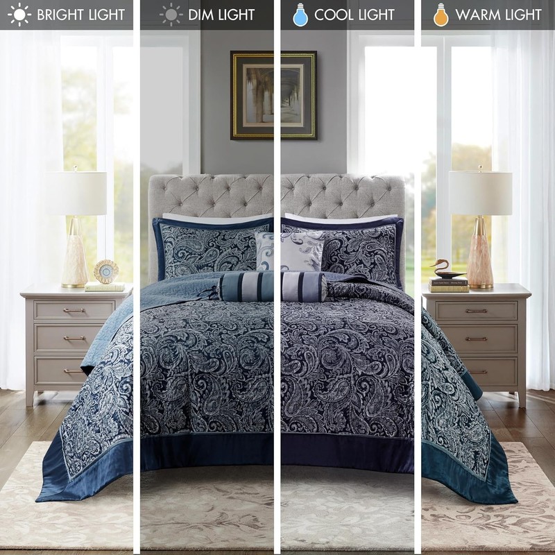 Aubrey Reversible Quilted Bedspread Set, Solid Reverse Summer Breathable, Lig... gallery