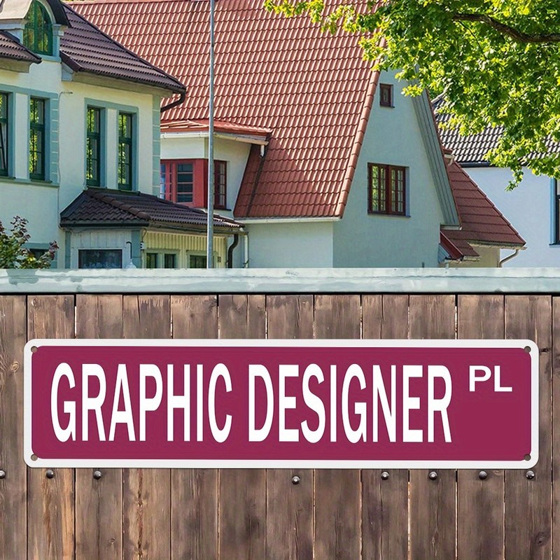 Rustic "GRAPHIC DESIGNER PL" Sign Burgundy Vintage Style Wall Art for Home gallery