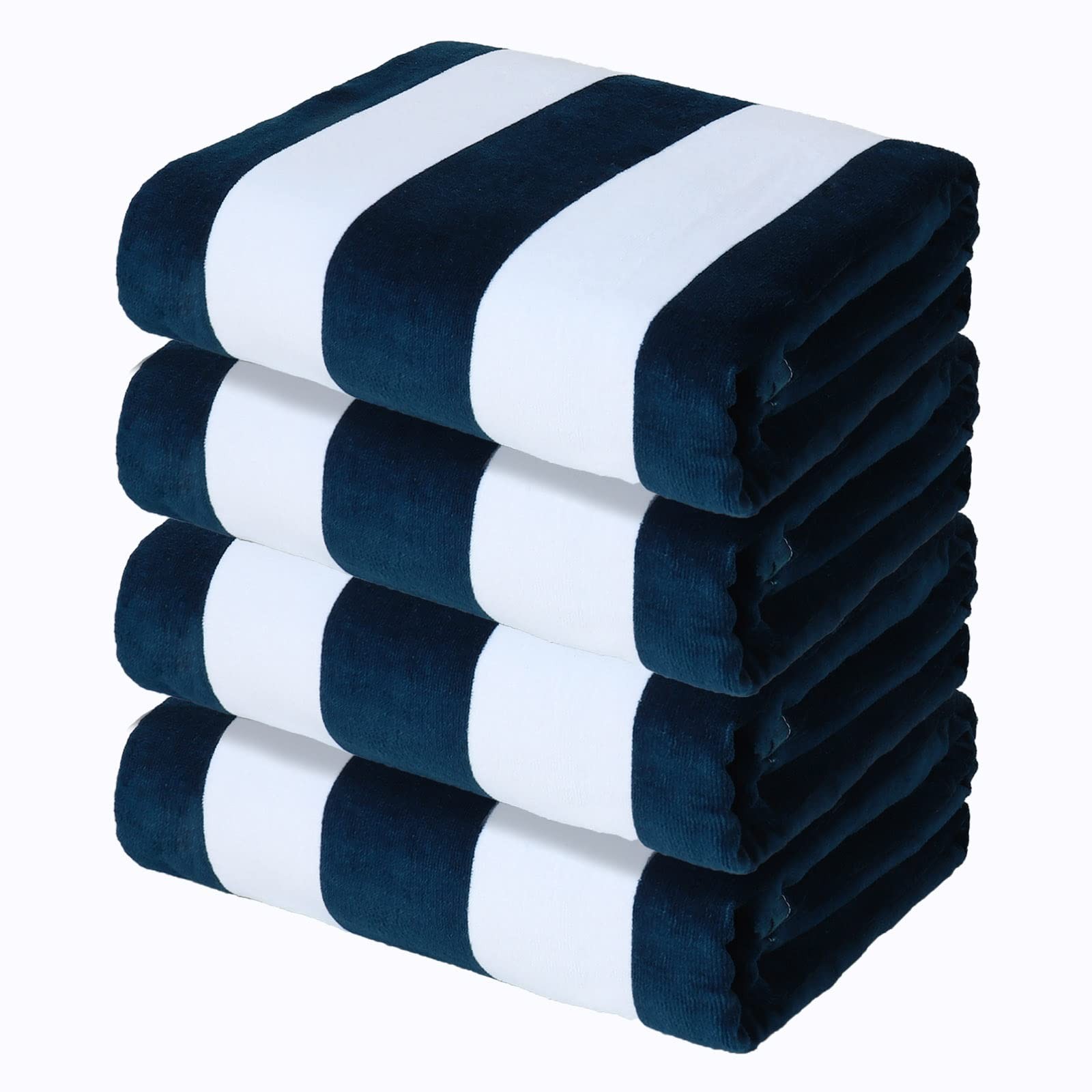4 Pack Cotton Oversized 35X70 Inches Soft Cabana Stripe Thick Beach Towel, Super gallery