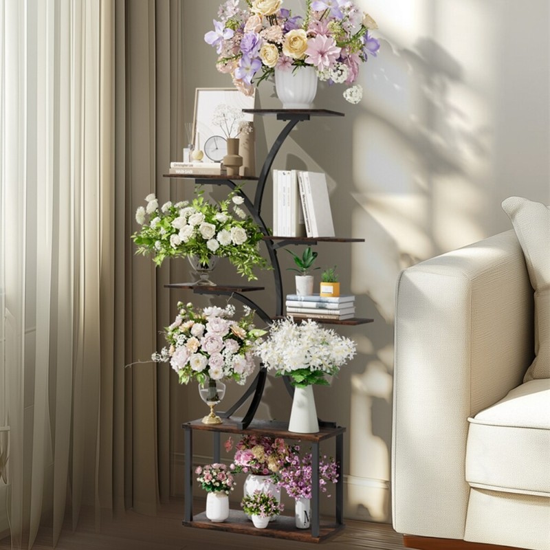 Tree-Shaped Industrial Plant Stand Corner Flower Holder Indoor Outdoor Garden gallery