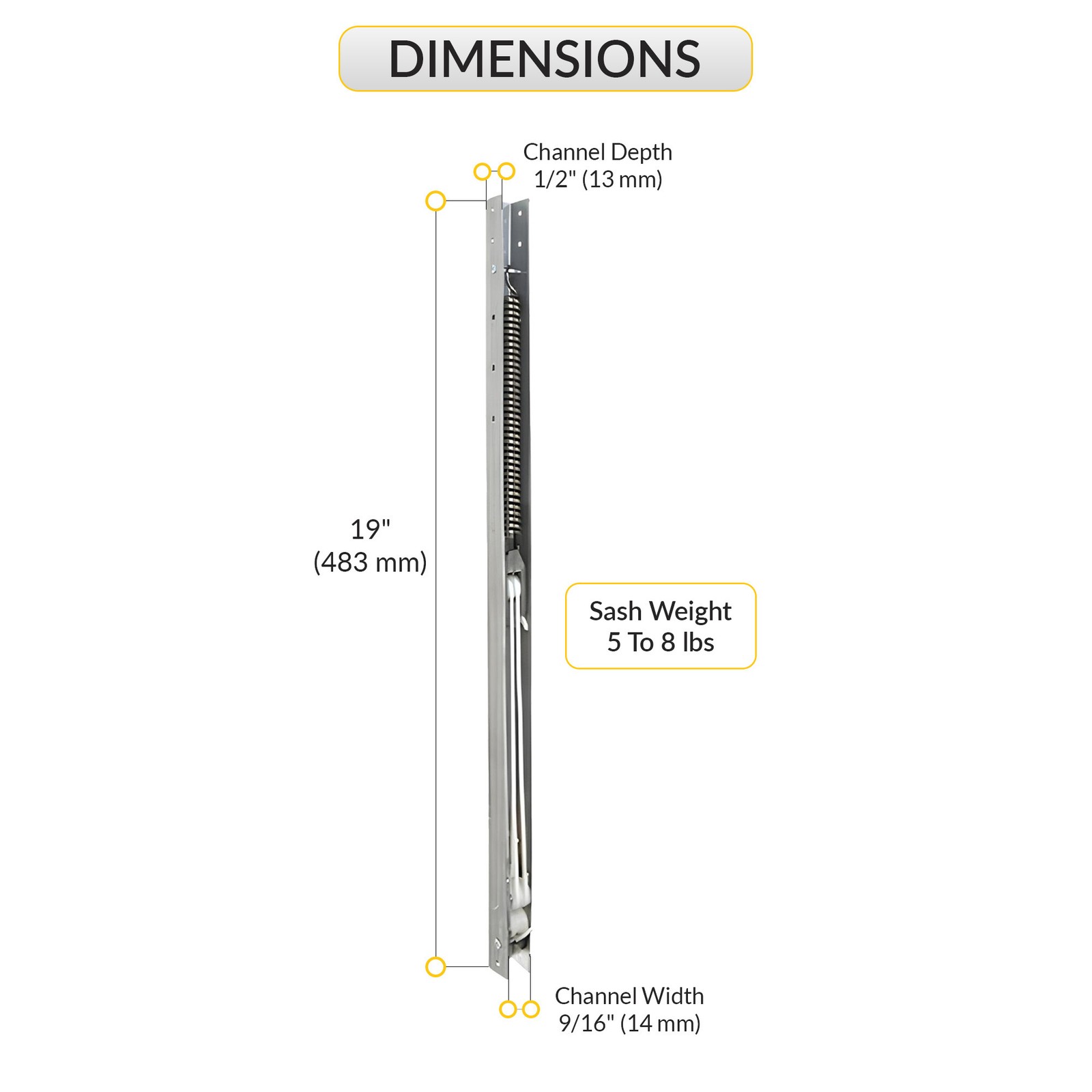 Brixwell Window Channel Balance 19" Length for 5 to 8 Lbs Sash Aluminum Finish gallery