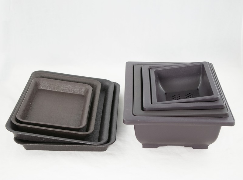 4 Sets 6.25"-10" Mix Rectangular Plastic Succulent, Bonsai Training Pot + Tray gallery