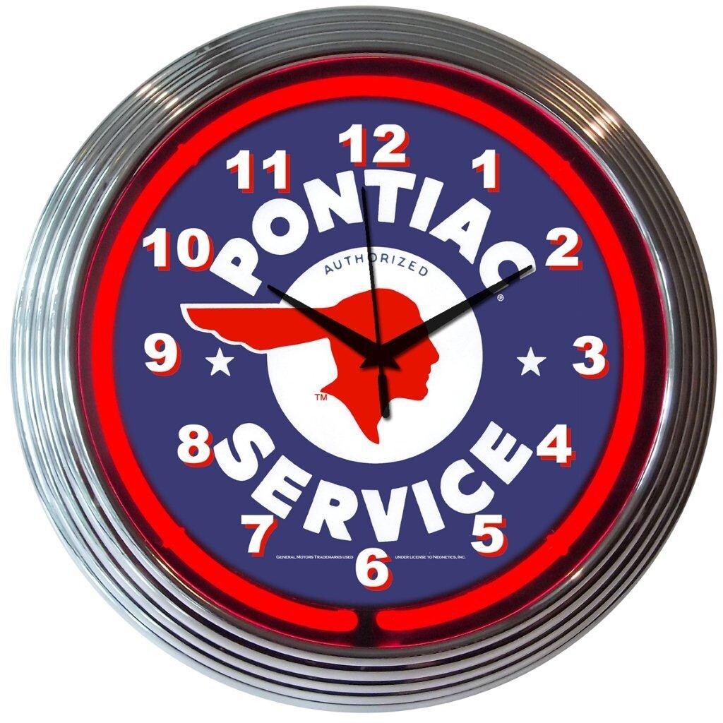 Gm Pontiac Authorized Service Neon Clock 15"x15" 8PONTI gallery