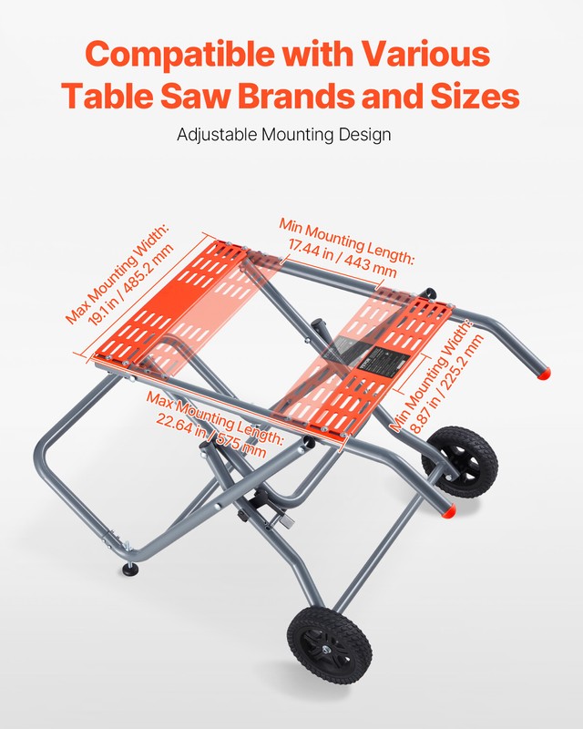 Portable Table Saw Stand with Wheels 350 lbs Load Capacity Rolling Foldable gallery