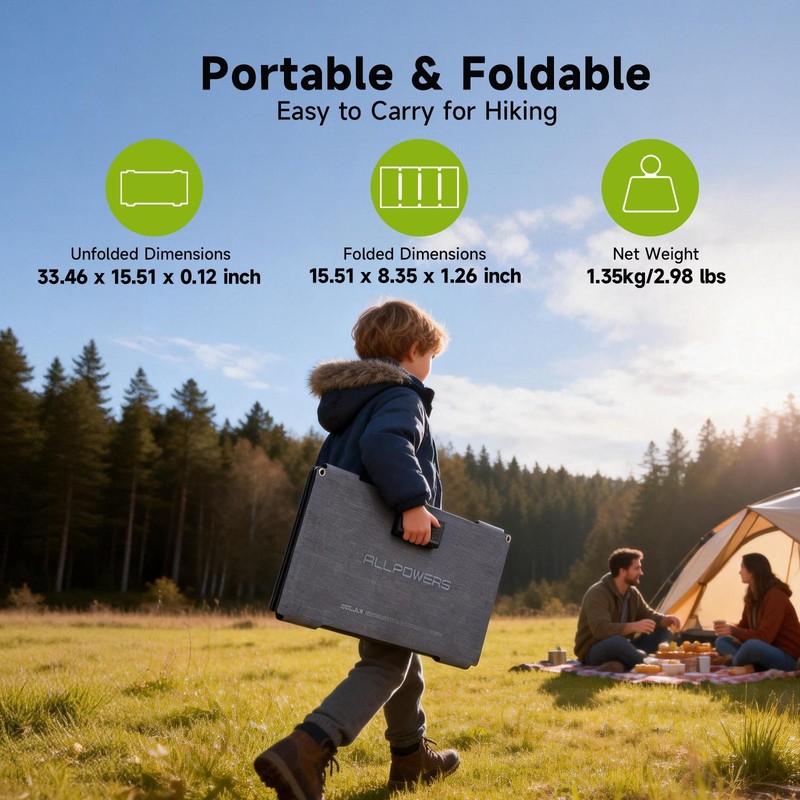 ALLPOWERS Portable Solar Panel 60W Foldable Solar Panel Charger for Camping Trip gallery