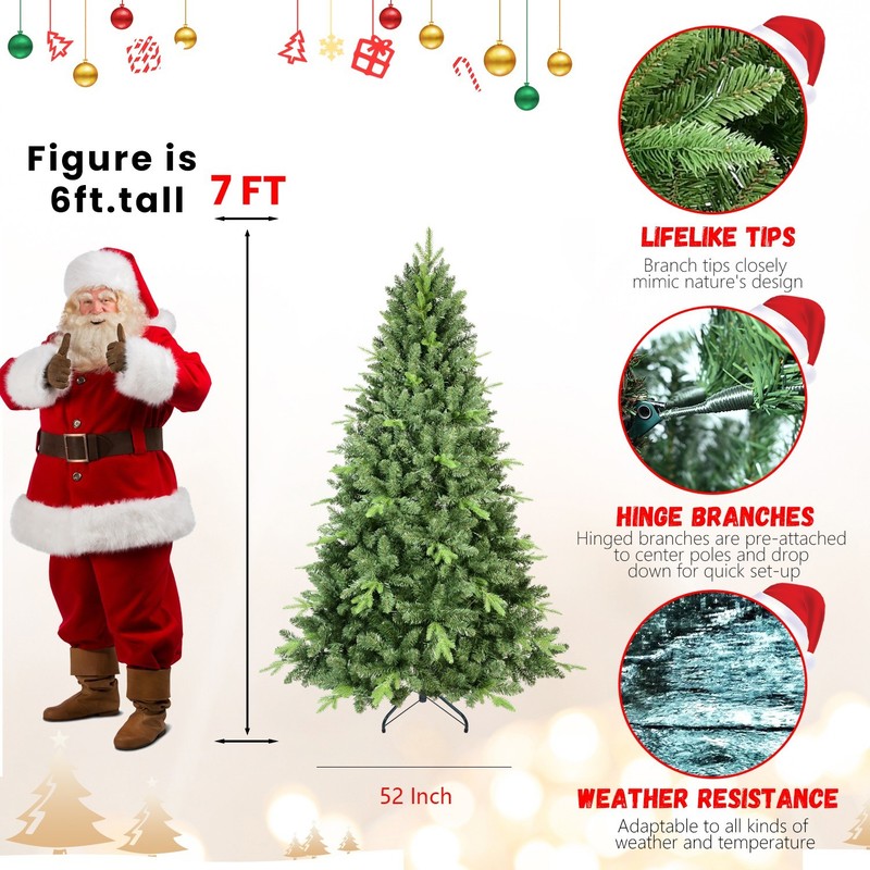 7ft Green Spruce Realistic Artificial Christmas Tree with Stand 1816 PE&PVC Tips gallery