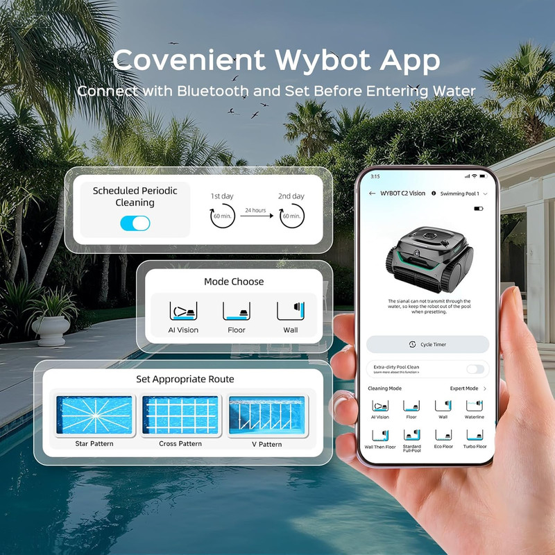 (2026 Upgrade) C2 Vision AI Camera Pool Vacuum for Inground Pools,Floor to Wate gallery