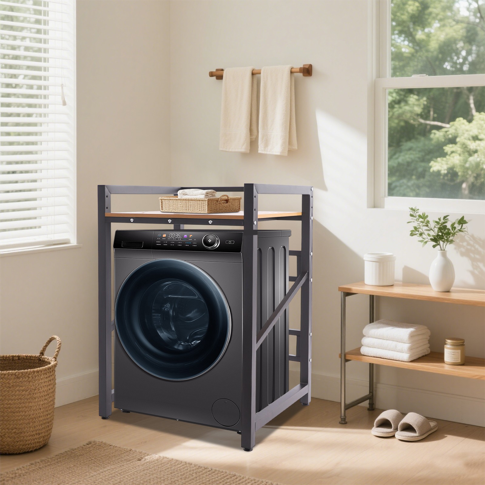 Modern Heavy Duty Washer & Dryer Stacking Rack Stand with Adjustable Design USA gallery