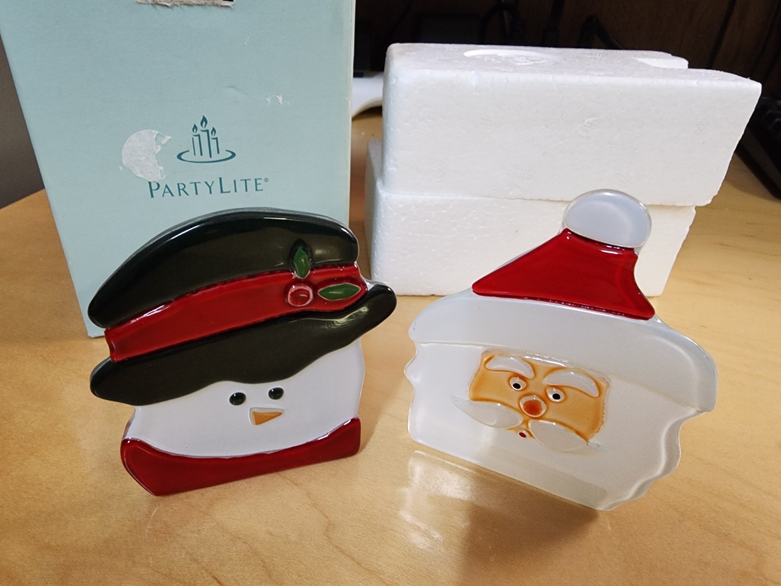 Party Lite Santa And Snowman Candle Holders Tee Light - Original Box Used gallery