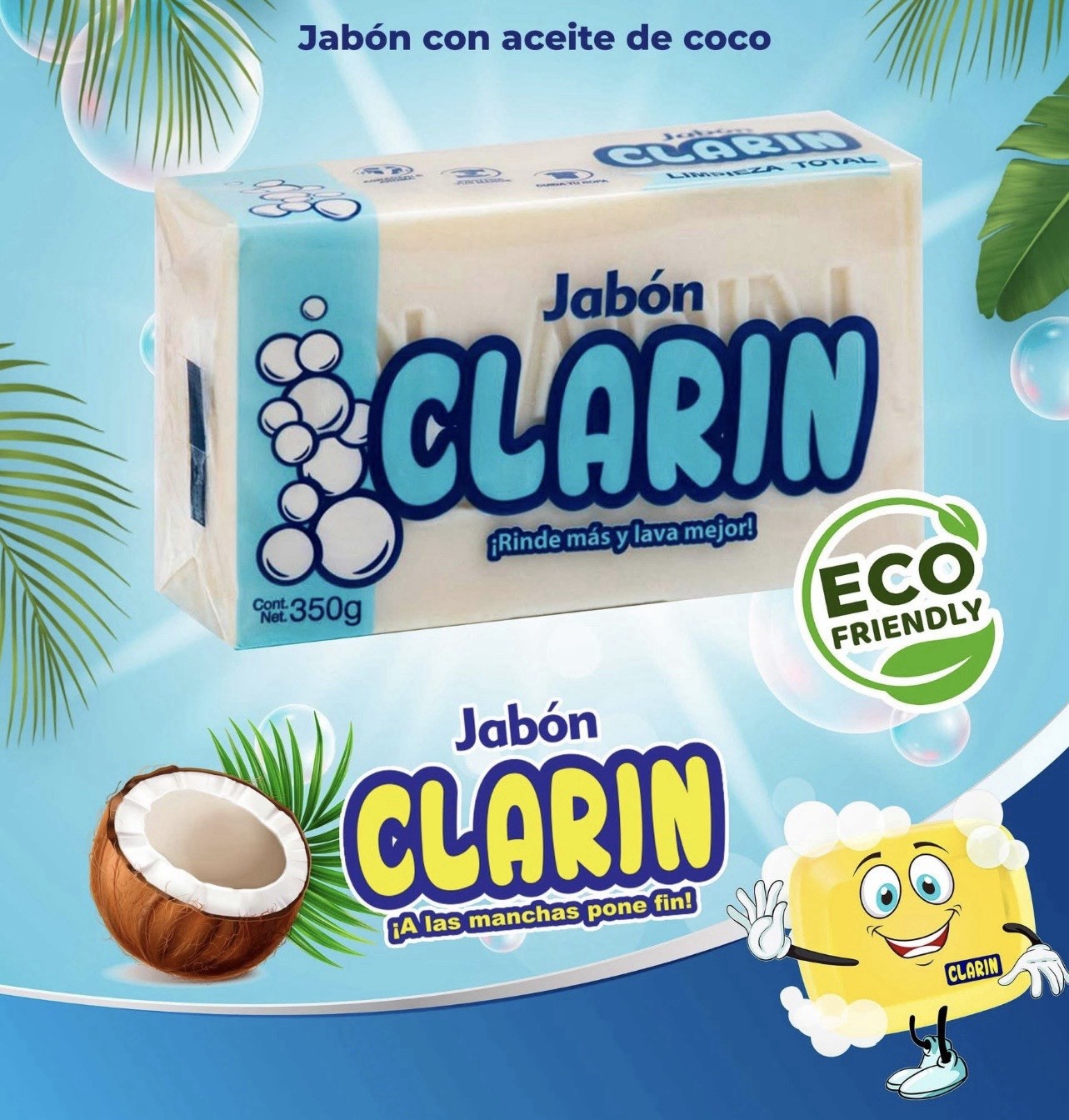 3X CLARIN Blanco para Manchas Difíciles 🇲🇽 Bar Laundry Soap, 350g, 3 Pack gallery