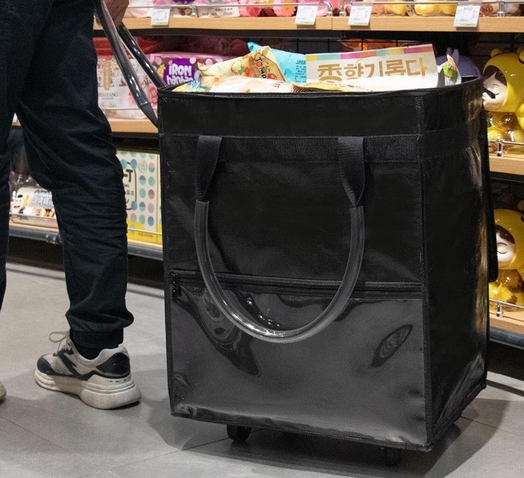 TCOMAKE Reusable Grocery Bag on Wheels, (Medium, Black) Rolling Shopping Bags gallery