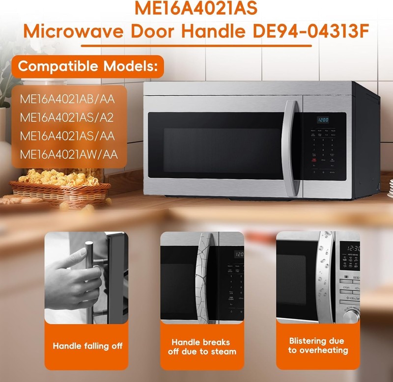 Microwave Door Handle Replacement For DE94-04313F, ME16A4021AS, With 2 Screws gallery