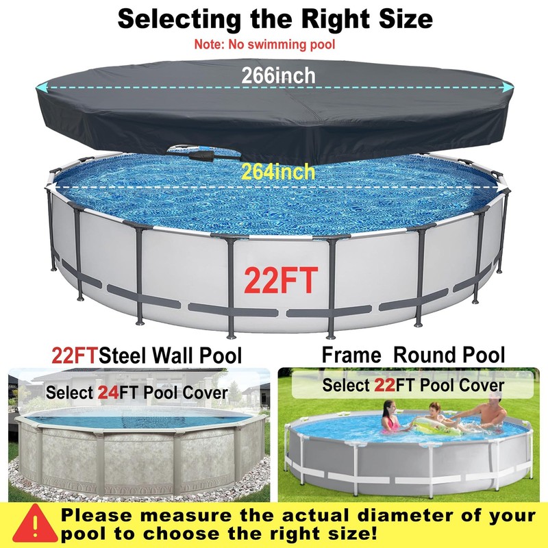 22 Ft Round Automatic Drain Pool Cover UV Protection Above Ground gallery