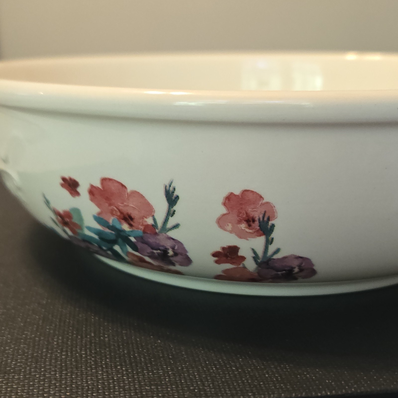 Mason Craft & More Floral Ceramic Round Bowl White Dishwasher & Microwave Safe gallery