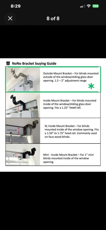 3 (Three) Silver NONO Brackets: Outside Mounted Curtain Rod On Vertical Blinds gallery