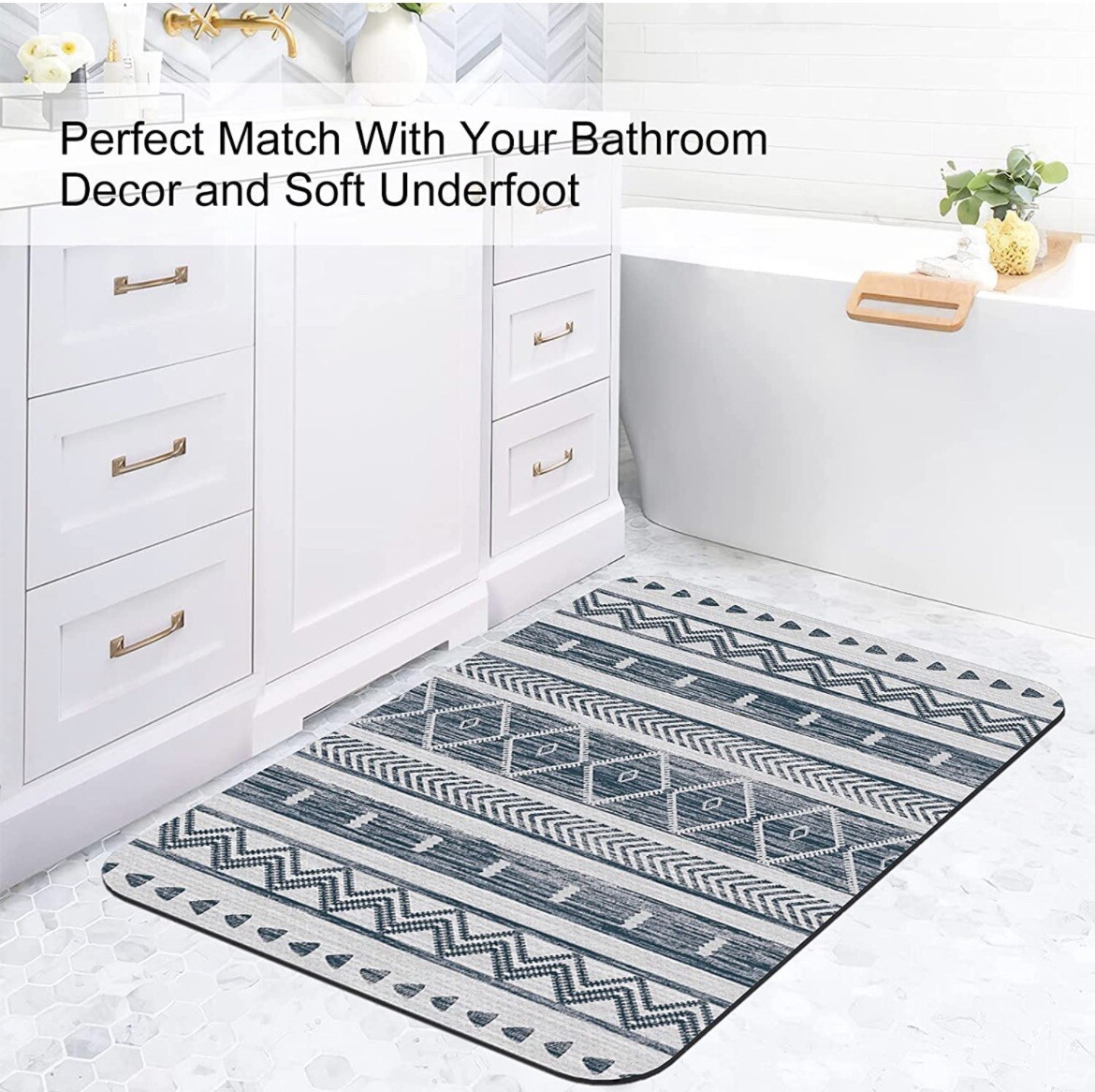 RUUGME Bathroom Rug Mat Non Slip Microfiber Bath Mats(Blue 20” X 29”) gallery