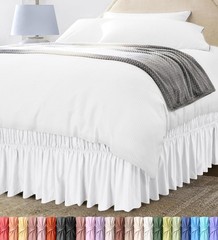 Adjustable Wrap Around Ruffle King Size Bed Skirt Elastic Fit