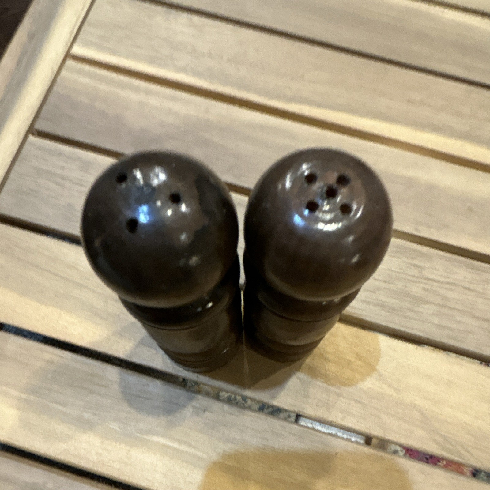 Wood Brown Salt & Pepper Shakers Set of 2, Solid/Plain Traditional 4 in gallery