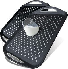 Large Nonslip Serving Tray with Handles, Silicone Grippy Dots Lap Food Trays for